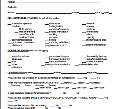 HUB Volunteer Form