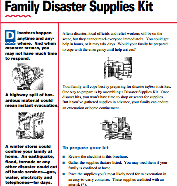 Red Cross Family Disaster Supplies Kit